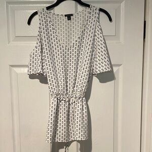 Ann Taylor White Dress with Blue Print